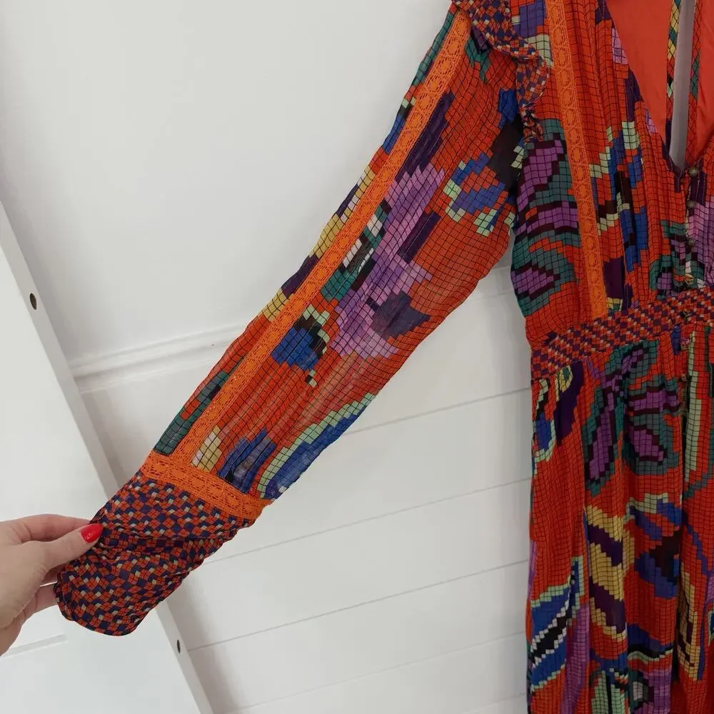 Women’s Anthropologie Tropical Maxi Dress Colorful Size Small S - Picture 6 of 9